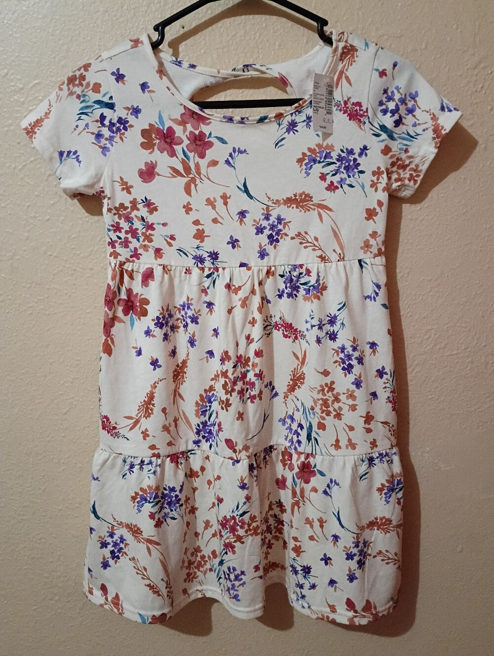 NWT see Flaw Girls' Size Large 10/12  Cream Floral Tiered Dress